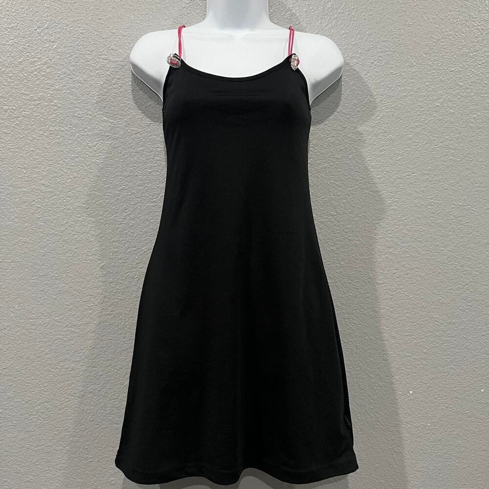 Black and pink slip dress